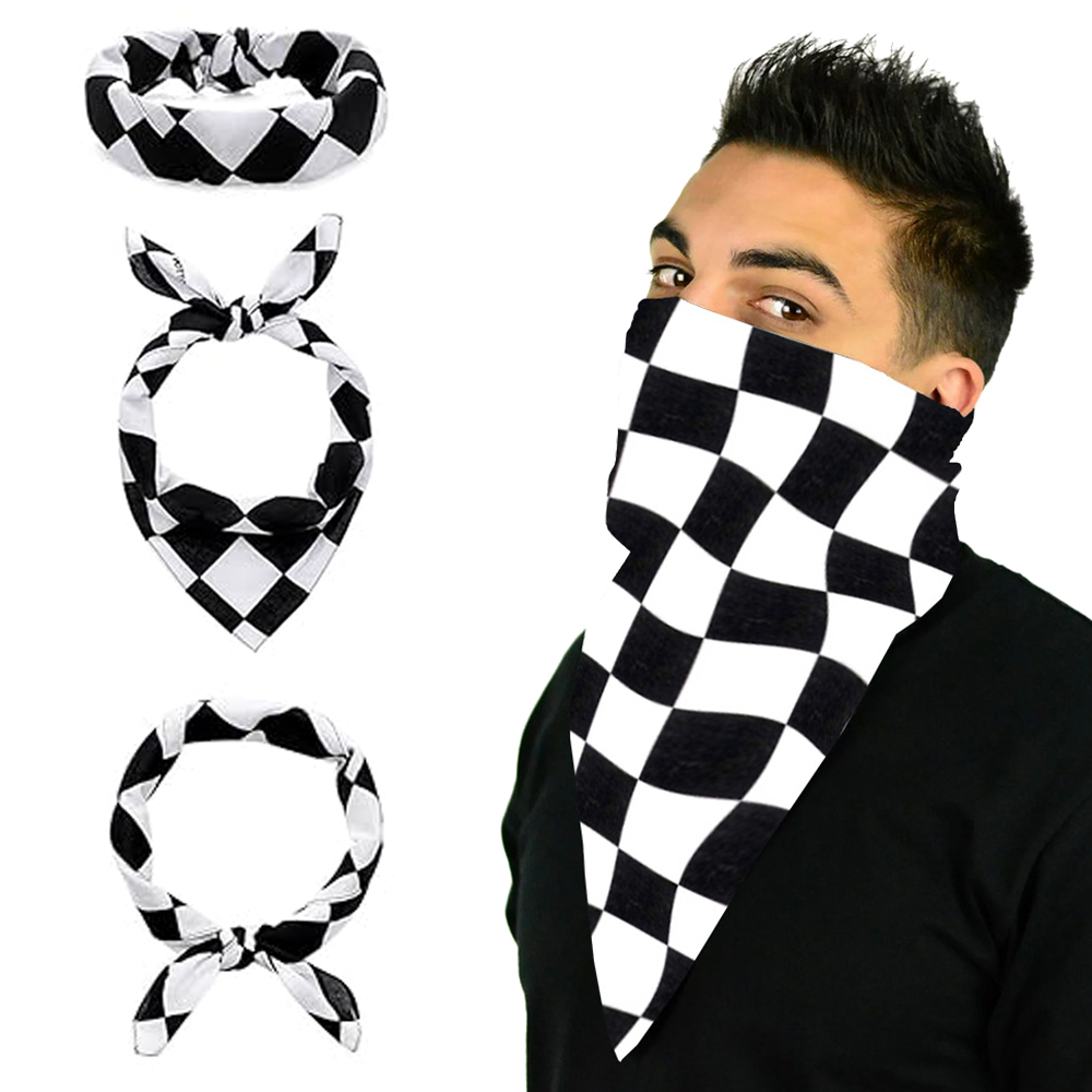 Bandana Blank White - Schachbrett Flagge Bandanas Baumwolle schwarz weiß