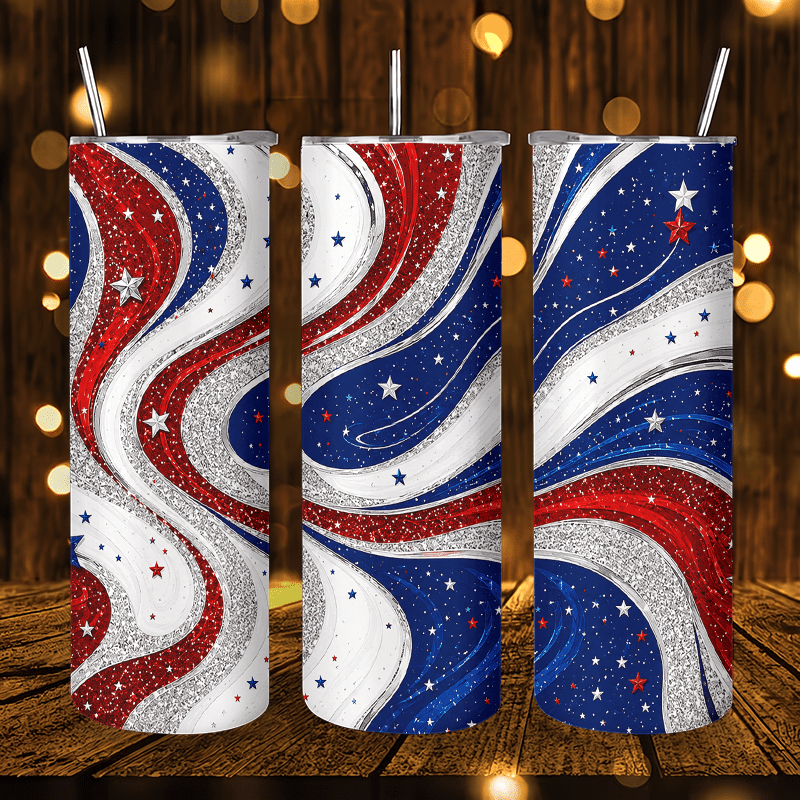 Tumbler 20Oz White - 1 Stück 20oz Rot-Weiß-Blaue Sternenhimmel-Muster Isolierbecher